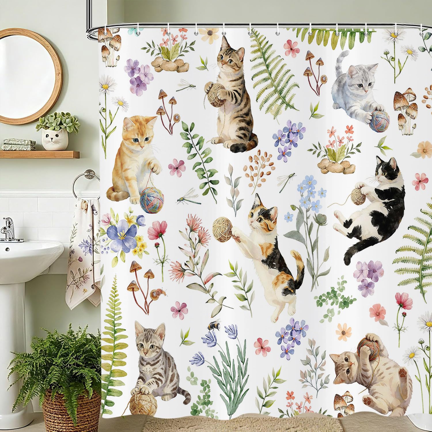 Rideau de douche chat drôle pour illuminer votre salle de bain familiale