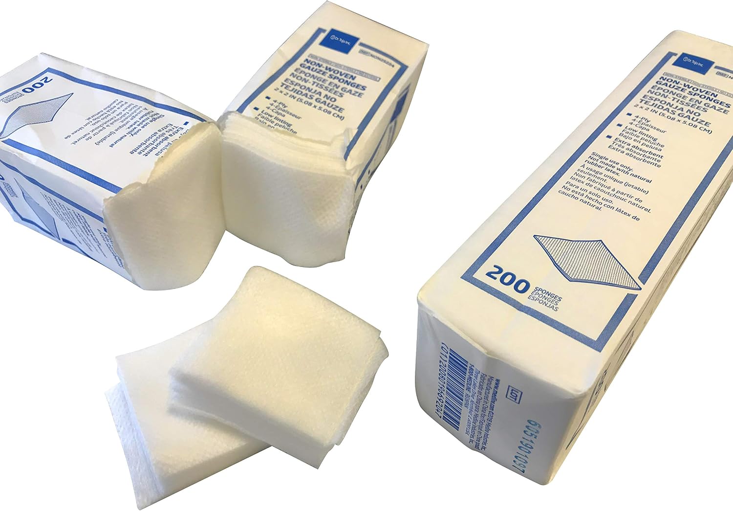 Dr.Tojo Dog and Cat Non-Sterile Non-Woven 2x2 Gauze Perfect for Cleaning Teeth - Pack 200