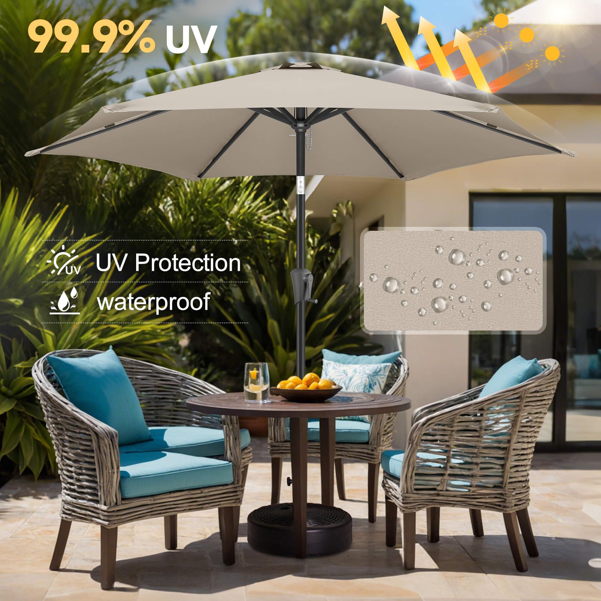 9ft patio umbrella in taupe Amazon.com : FLAME&SHADE 9ft Patio Umbrella Outdoor
