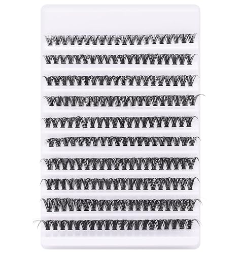 Miniatura 6 de Pestañas en racimo de aspecto natural, 200 unidades, rizo D, extensiones de pestañas en racimo de 0.354-0.630 in, bandeja mixta de volumen 3D,