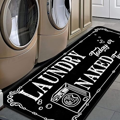 Miniatura 3 de Alfombra de lavandería de 40 x 20 pulgadas, impermeable, antideslizante, para lavandería, cocina, alfombra de piso para decoración del hogar, baño,