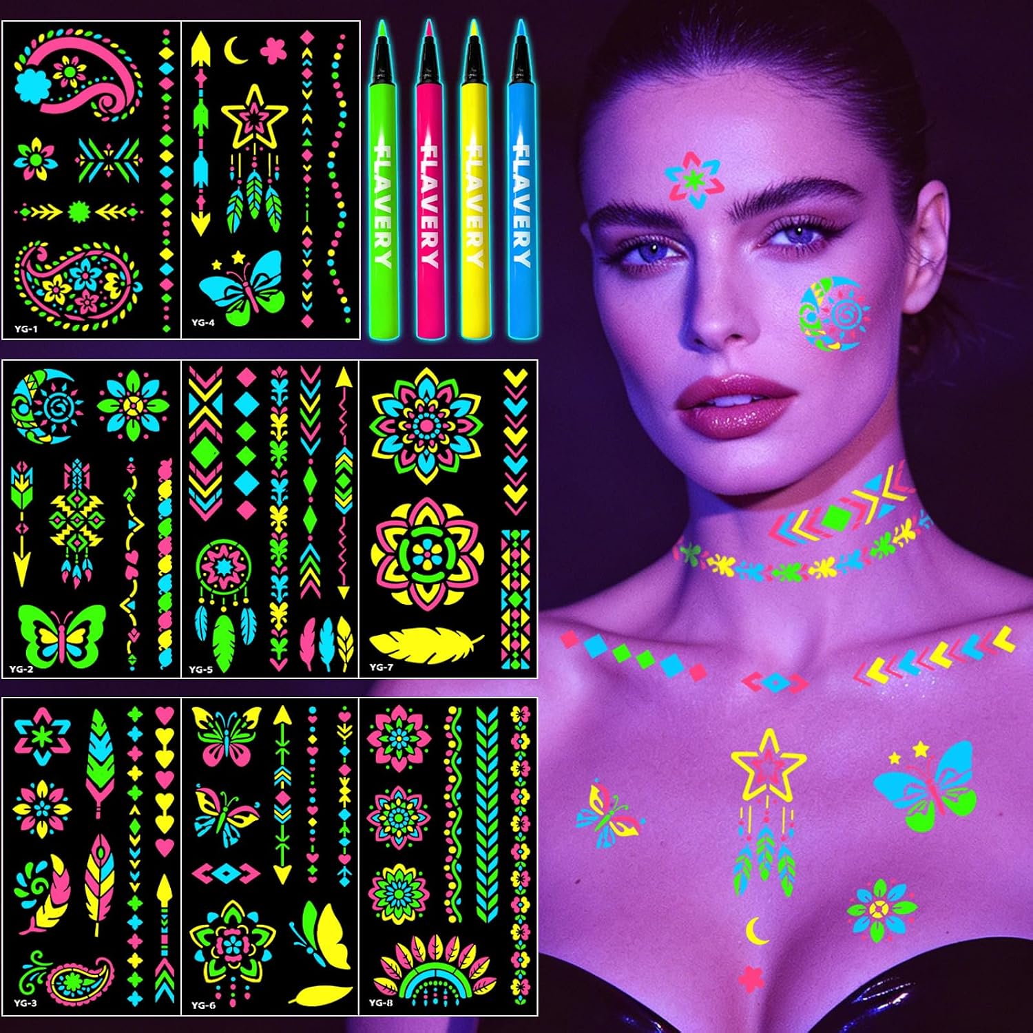 Glow in the Dark Face Paint Markers - Neon Body Paint