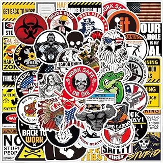 50PCS-Hard Hat Stickers Decals for Toolbox Helmet Hood, Funny Hardhat Stickers for Welder Electrician Firefighter Construction Union Military Lineman, Waterproof Vinyl Stickers for Men