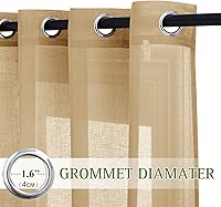 Vista 106 de NICETOWN Cortinas semitraslúcidas con textura de lino, con ojales, tratamiento de ventanas, cortinas verticales de lino con filtro de luz para sala