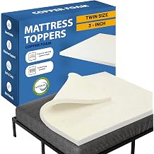Greaton, 3-Inch Copper-Infused Memory Foam Mattress Toppers, Cooling and Pressure Relieving with Airflow Design, Full, Beige