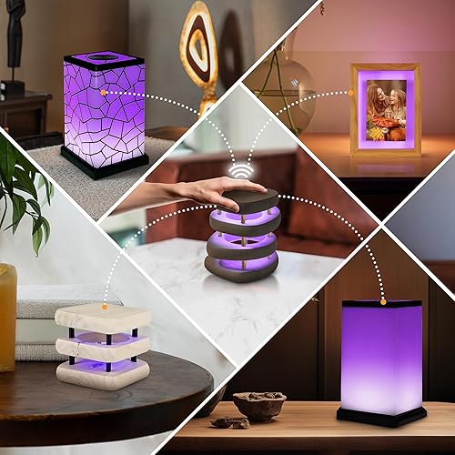 Miniatura 8 de Friendship Lamp Mid-Century Knotty Alder Wood Design Handmade in USA - Wi-Fi Touch Lamp LED Light for Long-Distance, Connection, Relationship,