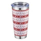 SMLIXE 20 oz Insulated Coffee Tumbler, White Christmas Tumbler with Lid and Straw, Holiday Reindeer Snow Coffee Cup Mug, Christmas Gift for Dad Mom Family