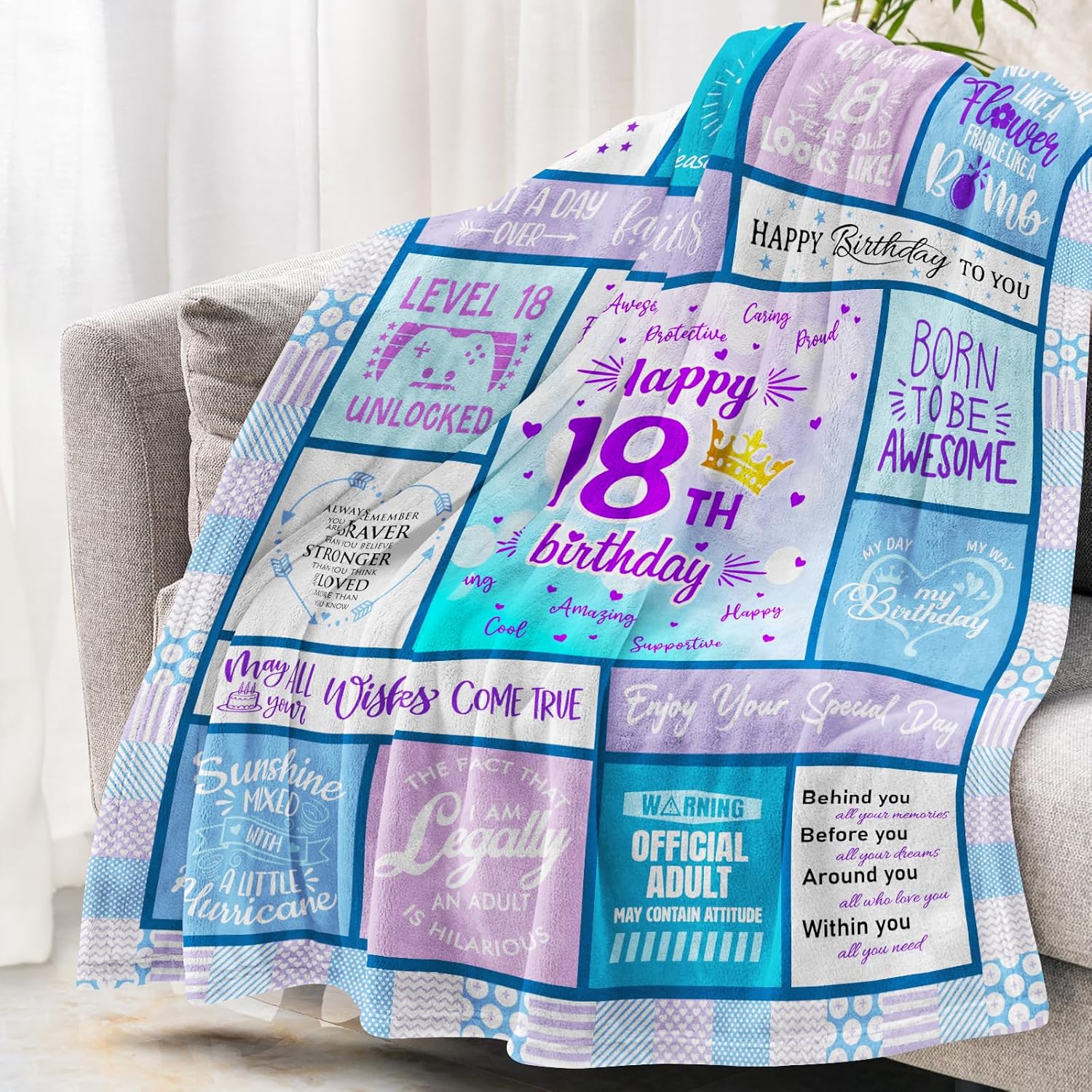 18th Birthday Gifts for Girls - 18 Year Old Girl Birthday Gifts - Birthday Gifts for 18 Year Old Girl - 18th Birthday Gifts for Daughter - Happy 18th Birthday Blanket 60"X50" - Image 3