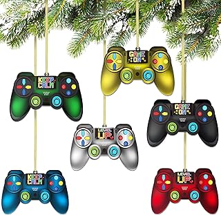 6 piezas de controlador de videojuegos de Navidad adornos de acrílico vintage juego en adornos de Navidad decorativos colg...