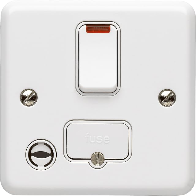 MK Metalclad Plus K3072 WHI 13 amp Switched Fused Connection Unit Plus Neon and Flex Outlet
