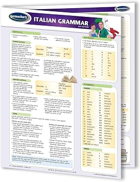 Italian Grammar Guide - Languages Quick Reference Guide by Permacharts