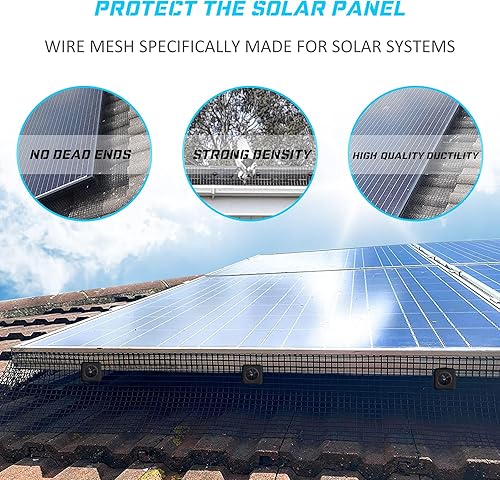 Miniatura 4 de Panel solar de malla de protección de pájaros, 70 sujetadores de aluminio, 6 pulgadas x 102 pies, panel solar, protección de palomas, a prueba de
