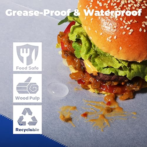 Miniatura 4 de Fit Meal Prep Paquete de 500 hojas de papel encerado de 10 x 10.75 pulgadas para alimentos, papel de delicatessen precortado interplegado,