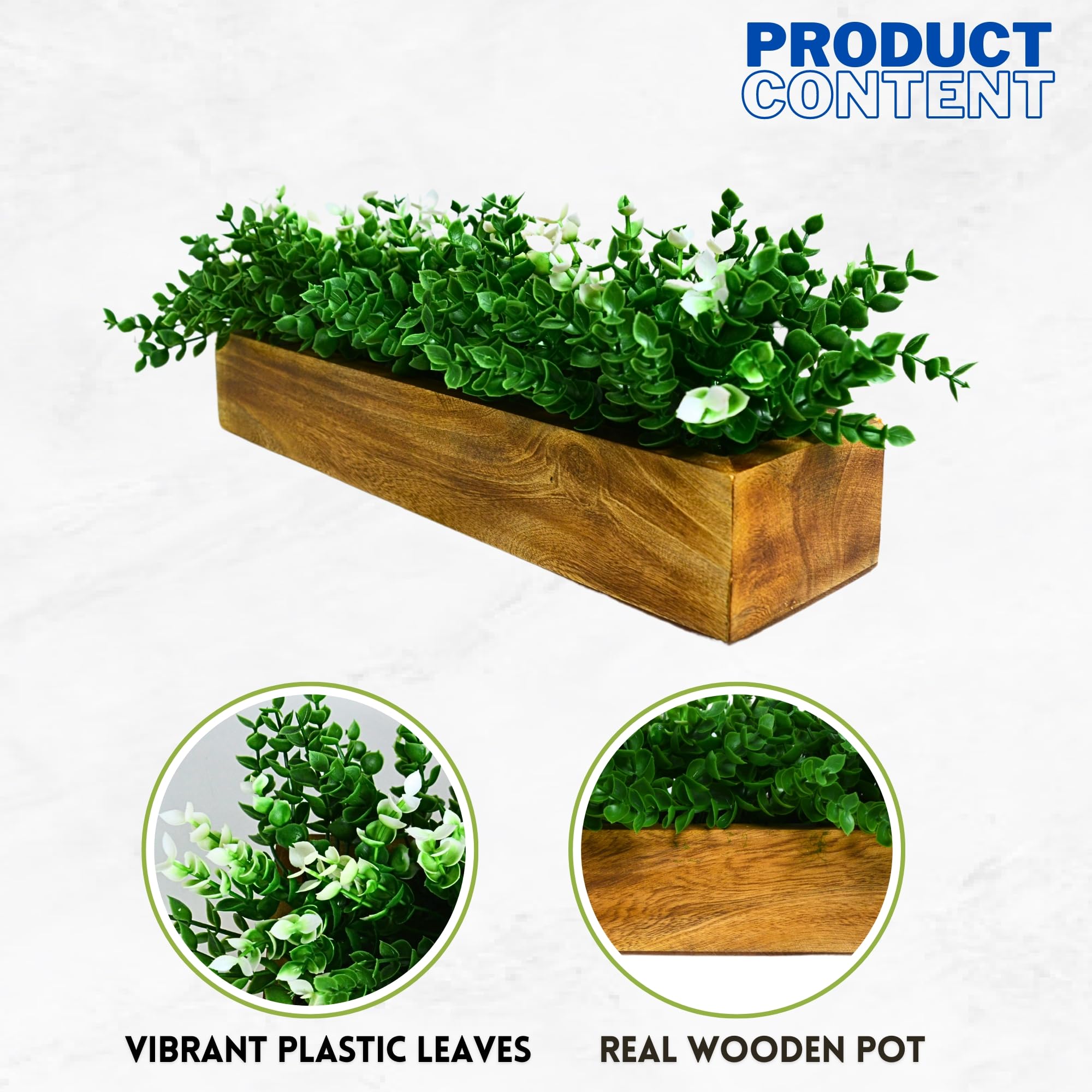 Artificial Plant Leaves - Wooden Tray Decor -7