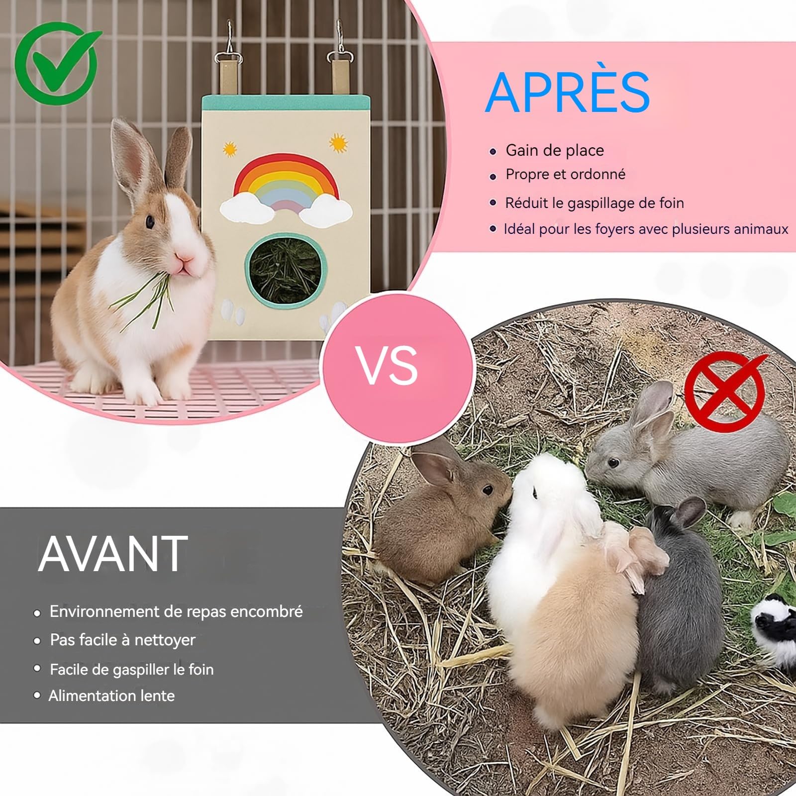 Mangeoire à Foin de Lapin Suspendu pour Hamster Chinchillas