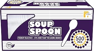 500 pack White Soup Spoons plastic silverware disposable cutlery set utensil plasticware kitchen compostable bbq picnic office home bulk flatware box birthday party supplies Soup Spoon wholesale