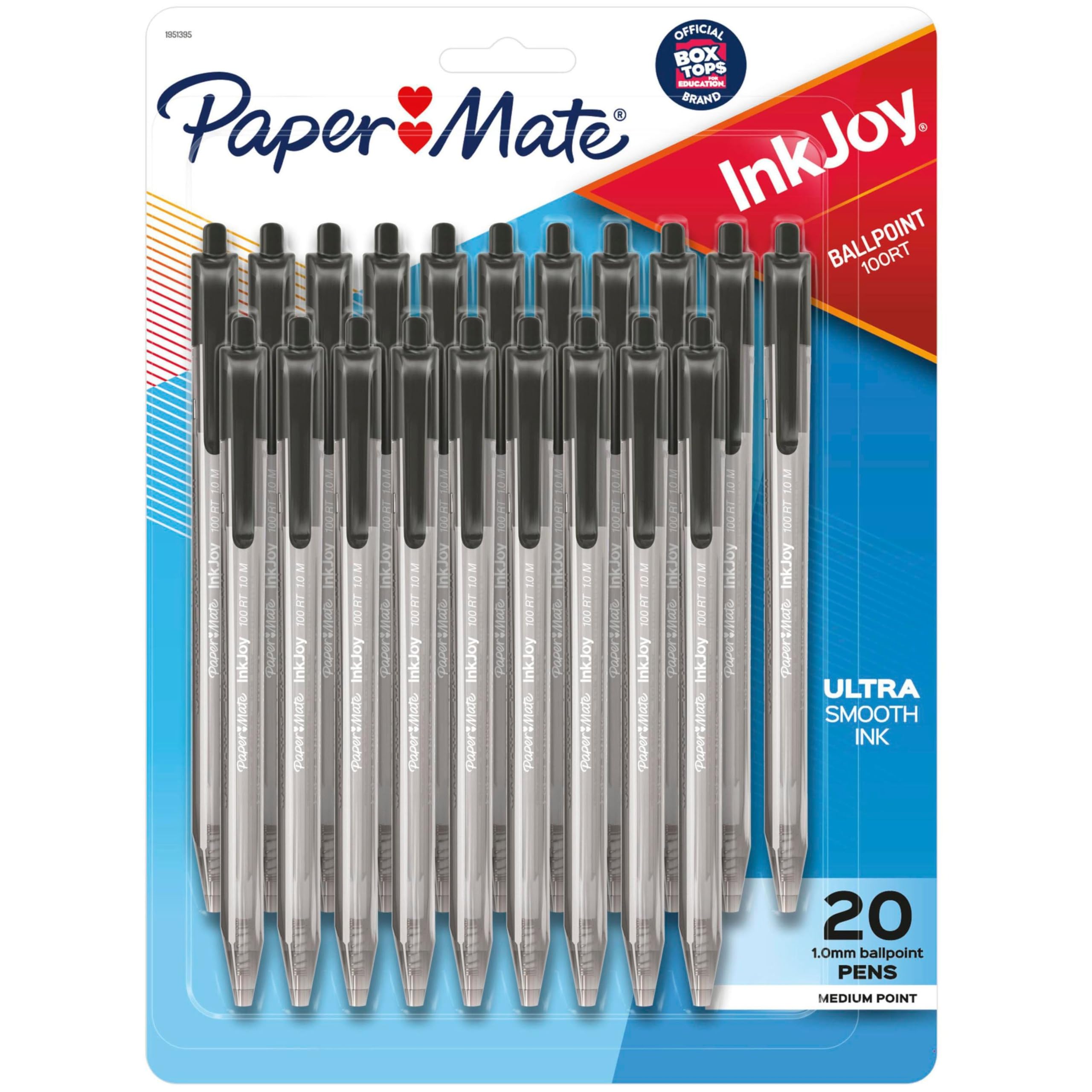 InkJoy 100RT Retractable Ballpoint Pens, Medium Point (1.0mm), Black, 20 Count