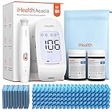 iHealth Acacia Blood Glucose Monitor Kit, 100 Glucometer Strips, 100 Lancets, 1 Blood Sugar Monitor, 1 Lancing Device, 1 Travel Bag, No Coding, Portable Blood Sugar Testing Kit, Diabetes Testing