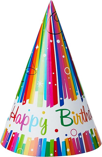 Unique Party 49571 - Rainbow Ribbons Birthday Party Hats, Pack of 8