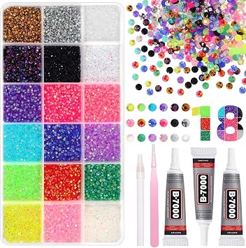 18000Pcs 3mm Rhinestones Bedazzling Kit with Tools, Mixed-Color Resin Jelly Rhinestones for Bedazzling, Flatback Gems for Crafts, Bedazzler Kit for Diamond Art Shoes Makeup Tumblers