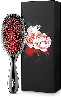 MISEL Professional Boar Bristle Hair Brush for Women and Men | Detangles All Natural Hair Types and Hair Extensions | Reduces Breakage | Great for Wavy and Straight Hair | Salon-Approved | Medium
