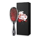 MISEL Professional Boar Bristle Hair Brush for Women and Men | Detangles All Natural Hair Types and Extensions | Reduces Breakage | Great for Wavy and Straight Hair | Salon-Approved | Medium