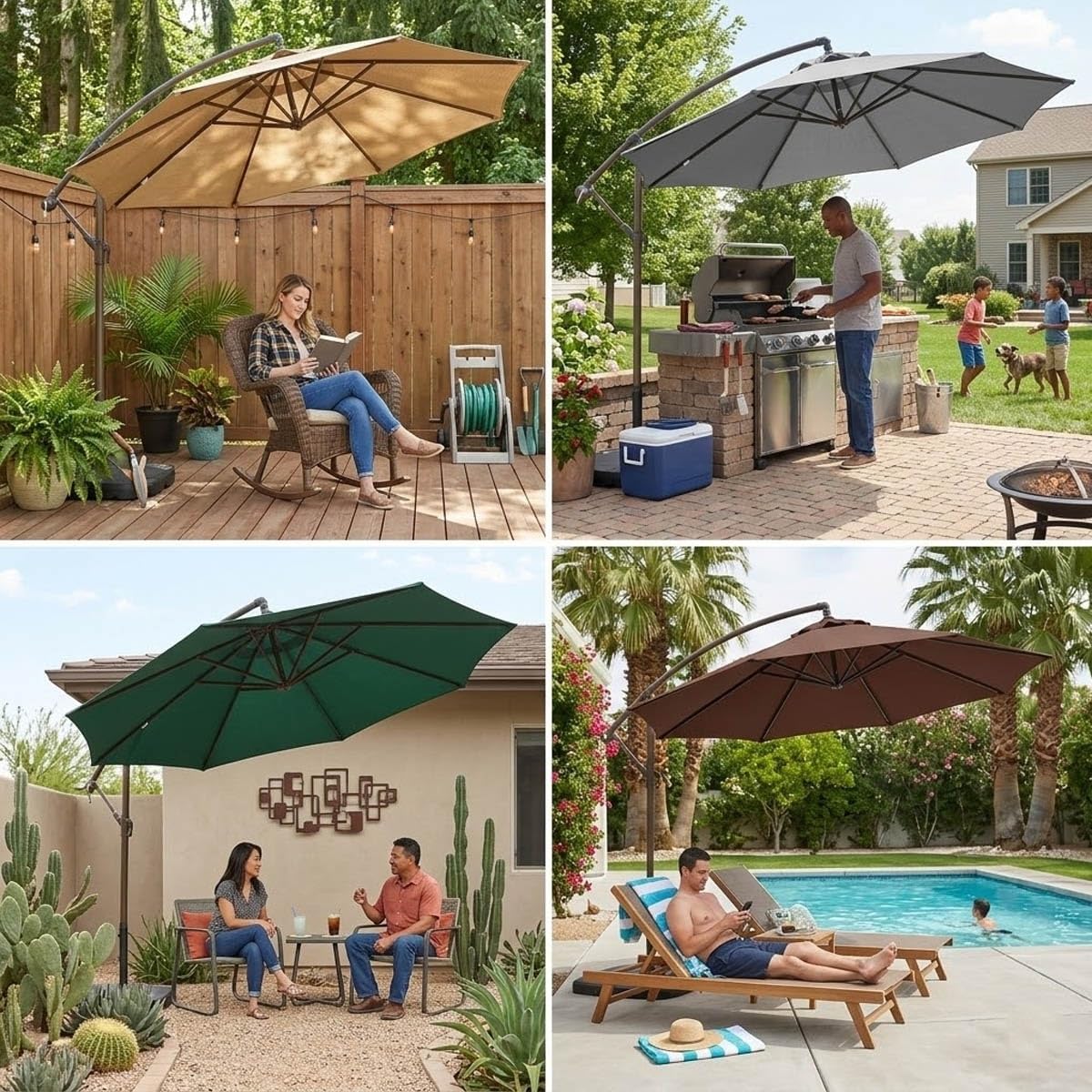 Umbrella Replacement Canopy, Outdoor Patio Umbrella Top Cover, Umbrella Fabric Shade UV Protection for Market Table, Backyard, Garden & Pool Deck, Fits 6.56-13.1 Ft 6/8 Ribs