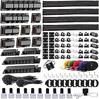 Vista 1 de ELII Kit de organización de cables de 327 piezas, 4 fundas para cables, 65 clips para cables con 13 soportes para cables, 25 rollos de correas Negro