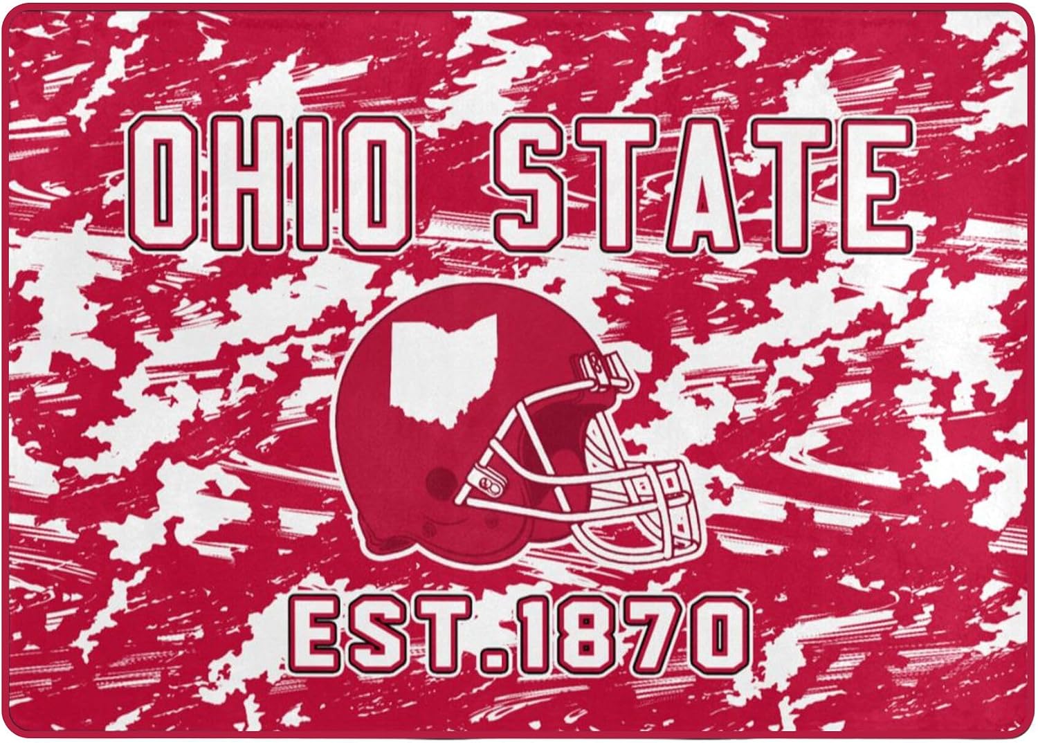 Ohio State Football Area Rug 5'x7' Non-Slip Machine Washable Polyester Carpet for Bedroom Living Room Man Cave Boys Room Decor