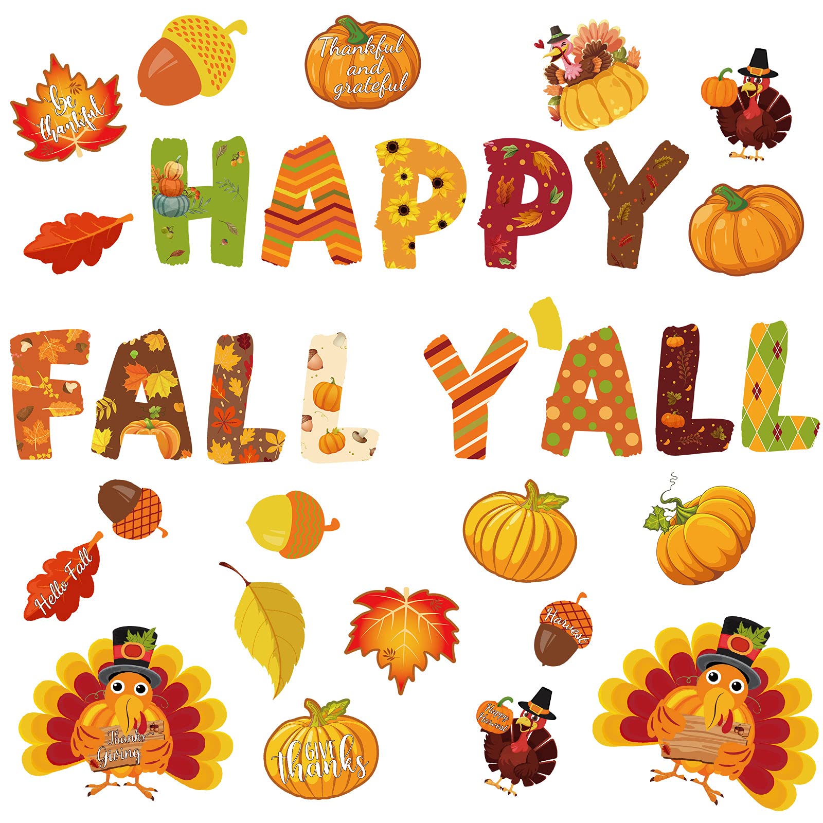 Amazon.com: 68 Pieces Thanksgiving Autumn Fall Classroom Bulletin Border  Decoration Pumpkin Cutouts Maple Leaves Cutouts Acorns Cutouts Turkey  Cutouts Happy Fall Cutout For Full Theme Thanksgiving Decor(Pumpkin) :  Office Products