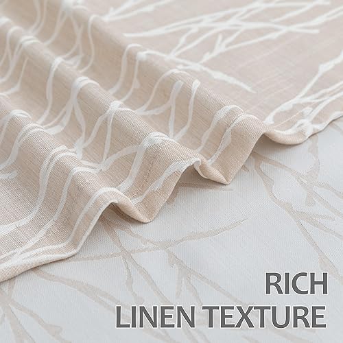 Miniatura 6 de Cortinas con estampado beige claro de 96 pulgadas de largo para sala de estar, comedor, 2 paneles con bolsillo con pestaña trasera, diseño botánico