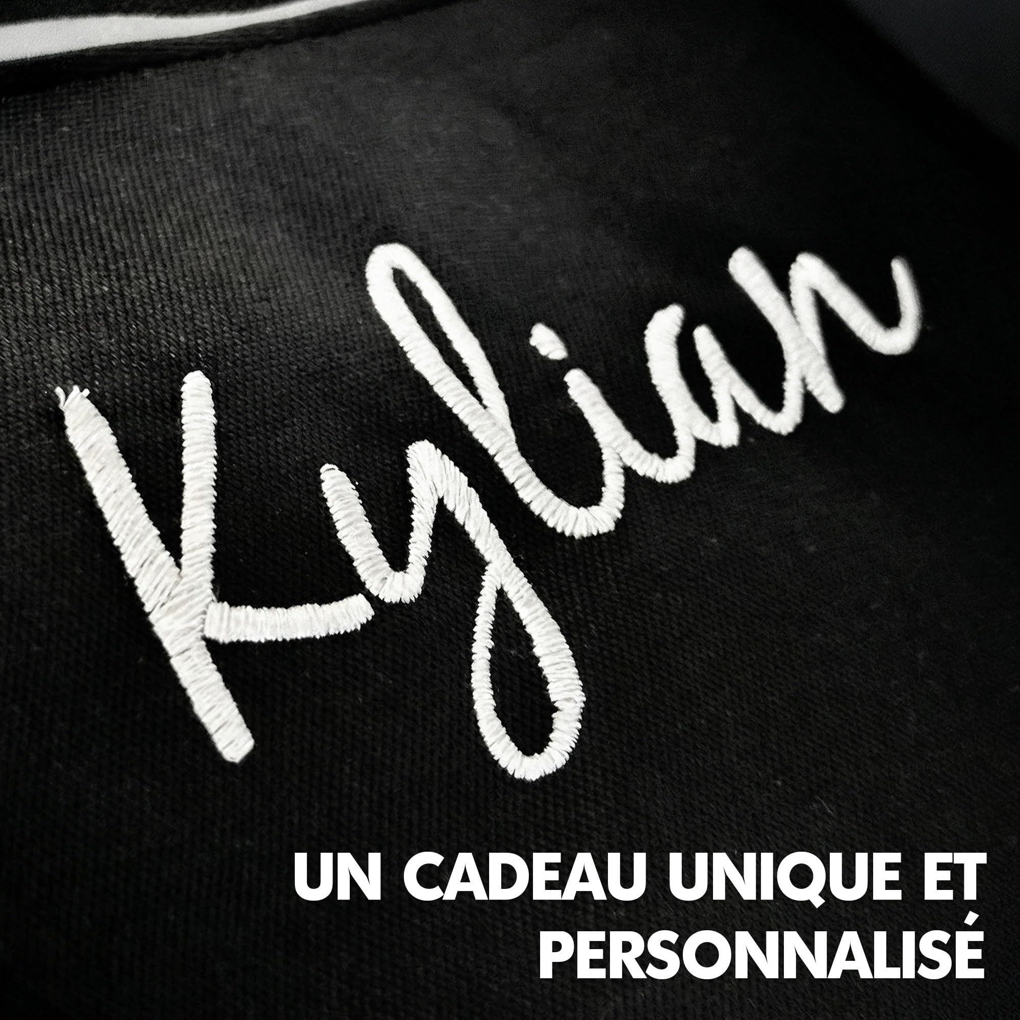 Sac de Sport Enfant personnalisé 20L Brodé avec prénom - Sac Sport et Vacances avec Sac à Chaussures Noir