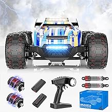 EVARY Télécommandée 1:16 4WD, 2,4 GHz RC Haute Vitesse Moteur Sans Balais 60+km/h, 4x4 Buggy Tout Terrain pour Adultes avec 2S Batteries pour 35mins