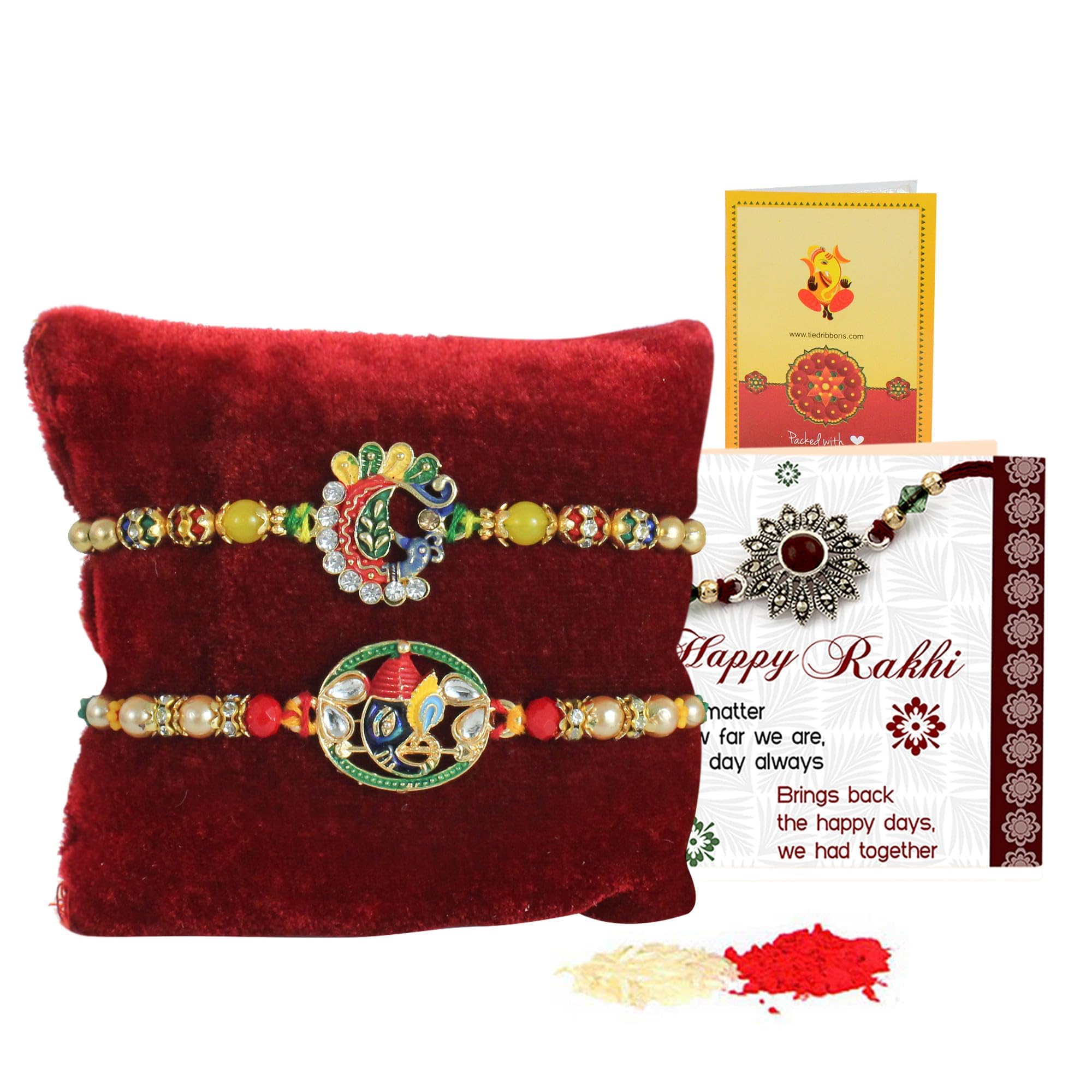 TIED RIBBONS Rakhi for Brother Set of 2 with Greeting Card and Tikka Combo - Rakhi for Rakshabandhan - Bracelet Rakhi for Brother Bhaiya Bhabhi Men Boys Kids (Design 3) (B0D6BTQQ6C) Amazon Price History, Amazon Price Tracker