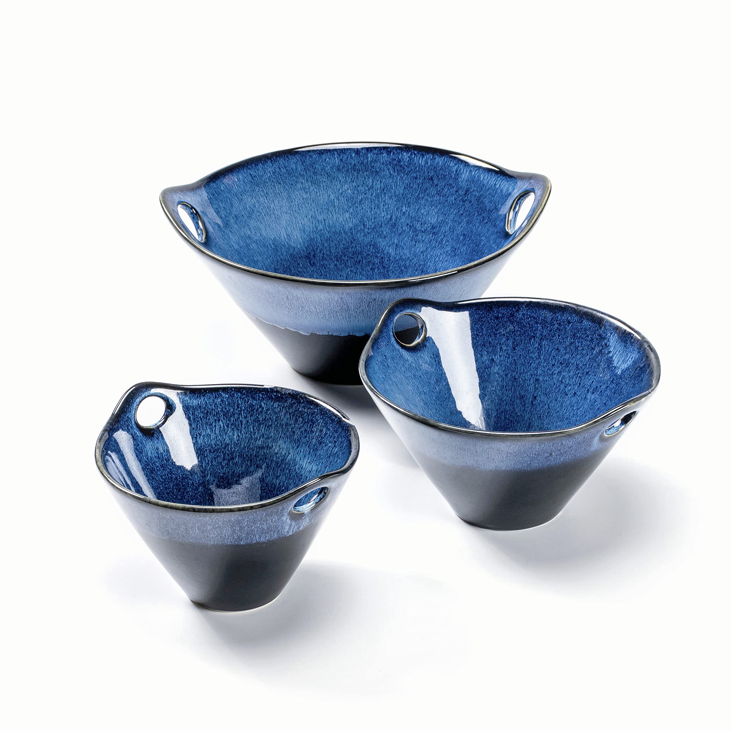 Henten Home Miski do zupy, japońska miska do ramenu, 2 x 900 ml, porcelanowe miski z łyżką, pałeczki, Asiatique Ramen, zestaw 2 misek do makaronu azjatyckiego Udon Soba Pho, niebieskie, 850 ml