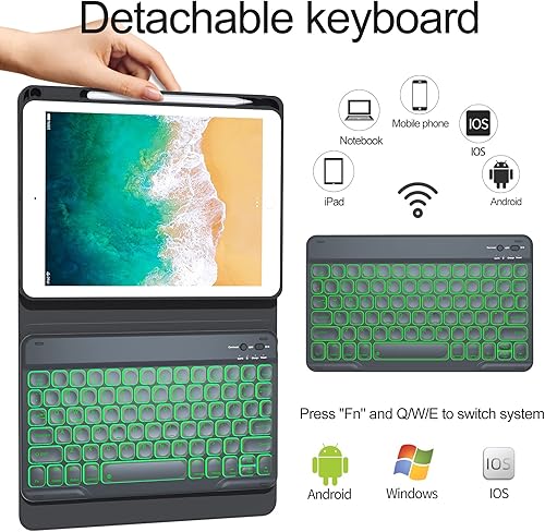 Miniatura 2 de Funda para teclado para iPad de 9.7 pulgadas, 6 generación, 5 generación, Air de 2 generación 201820172014 con soporte para lápices, teclado