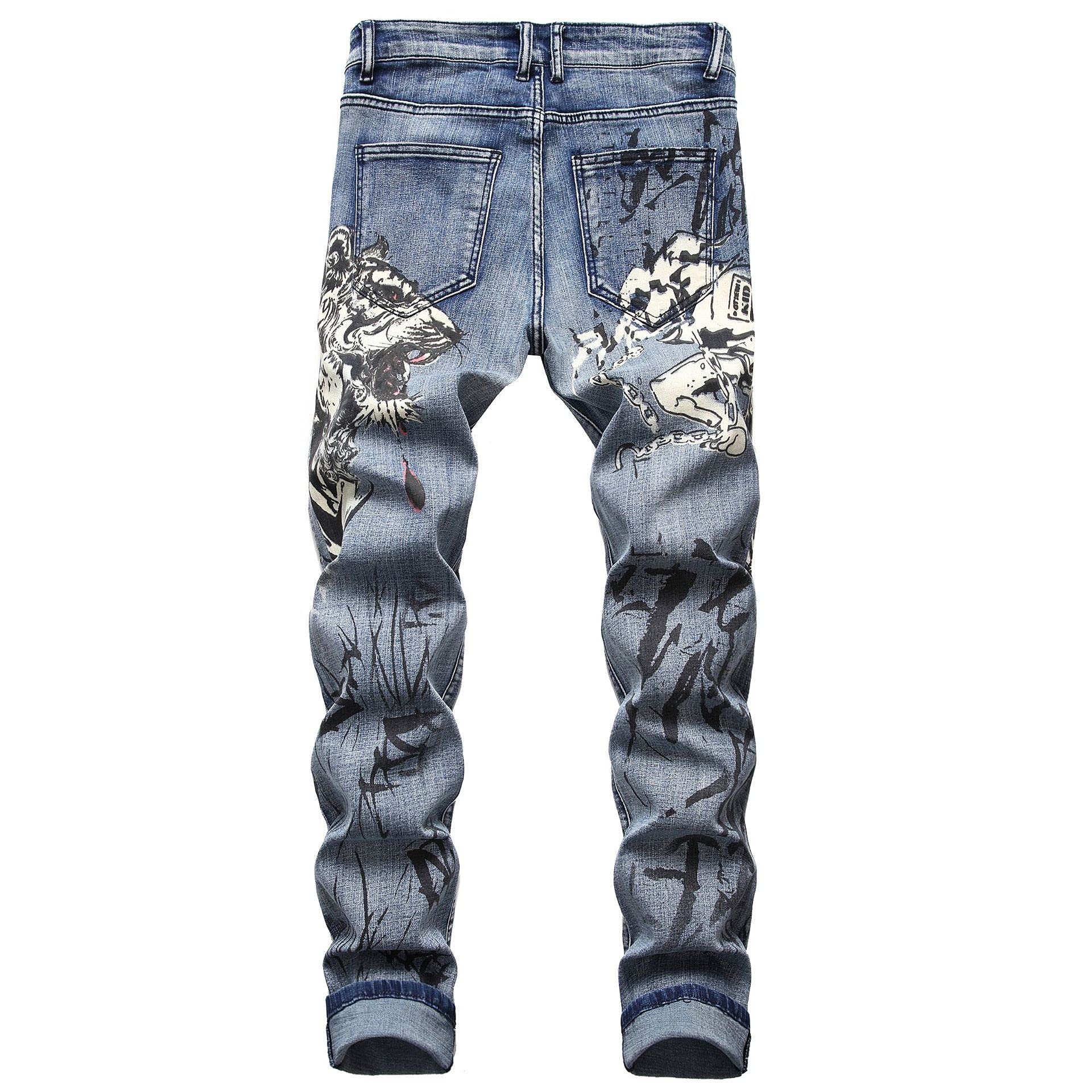 Jeans Pantalon 3D-Bedruckte Stretchjeans Für Herren Mit Personalisierten Mustern Trendige Lässige Schmal Geschnittene Jeanshose Für Herren