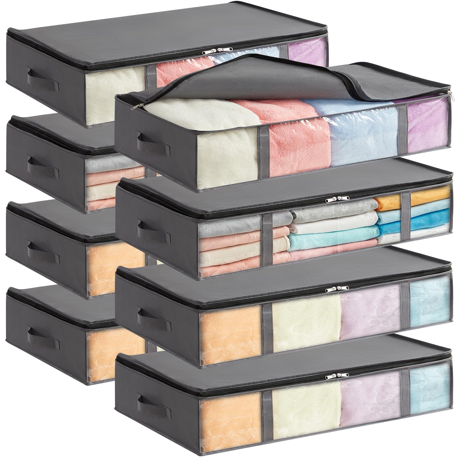 Lifewit Unterbett Aufbewahrungsbox, Faltbare Unterbettkommode Aufbewahrungstasche Storage Boxes mit Deckel, Unterbett Aufbewahrung für Kleider Unterbett Kleiderschrank