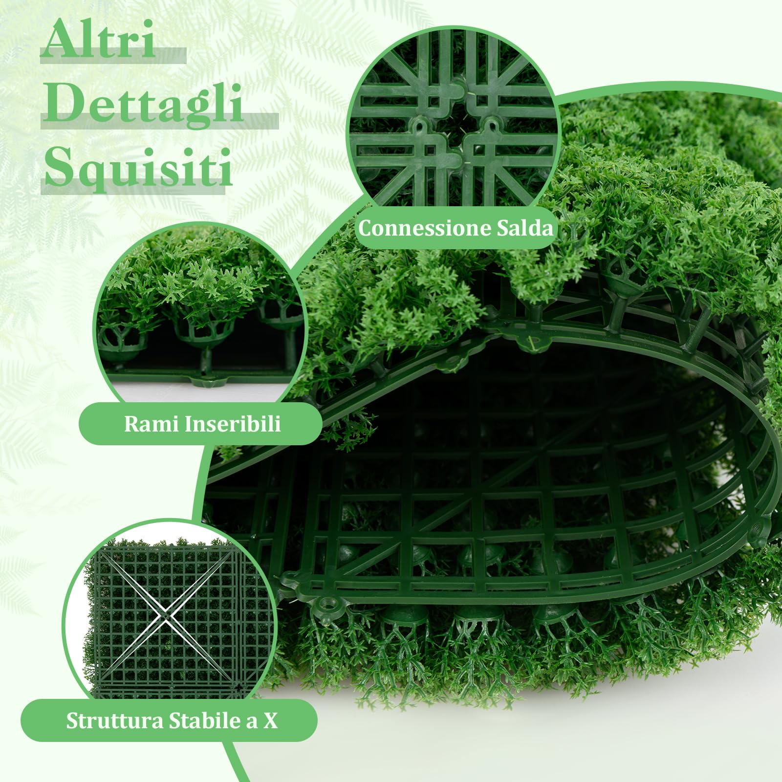 GYMAX Set da 12 Pannelli di Muro in Erba Artificiale, Retro di Muschio Verde Finto, Pannelli di Erba Finta con Struttura X-Stabile, Decorazione da Muro Verde per Festa, Matrimonio, Giardino
