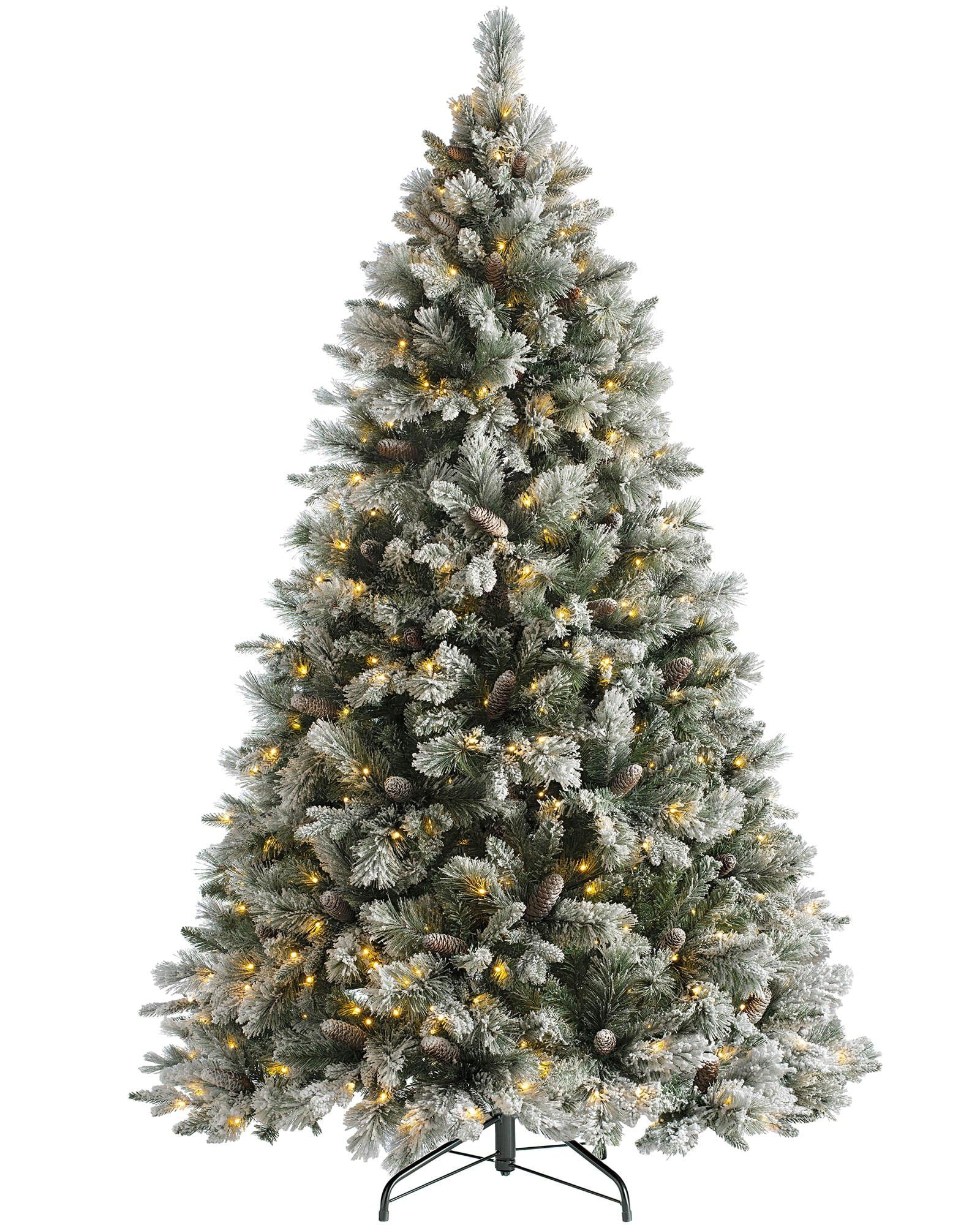 WeRChristmas Snow Flocked Mixed Pine Christmas Tree with 500 Chasing Warm LED Lights, Multi-Colour, 7 feet/2.1m