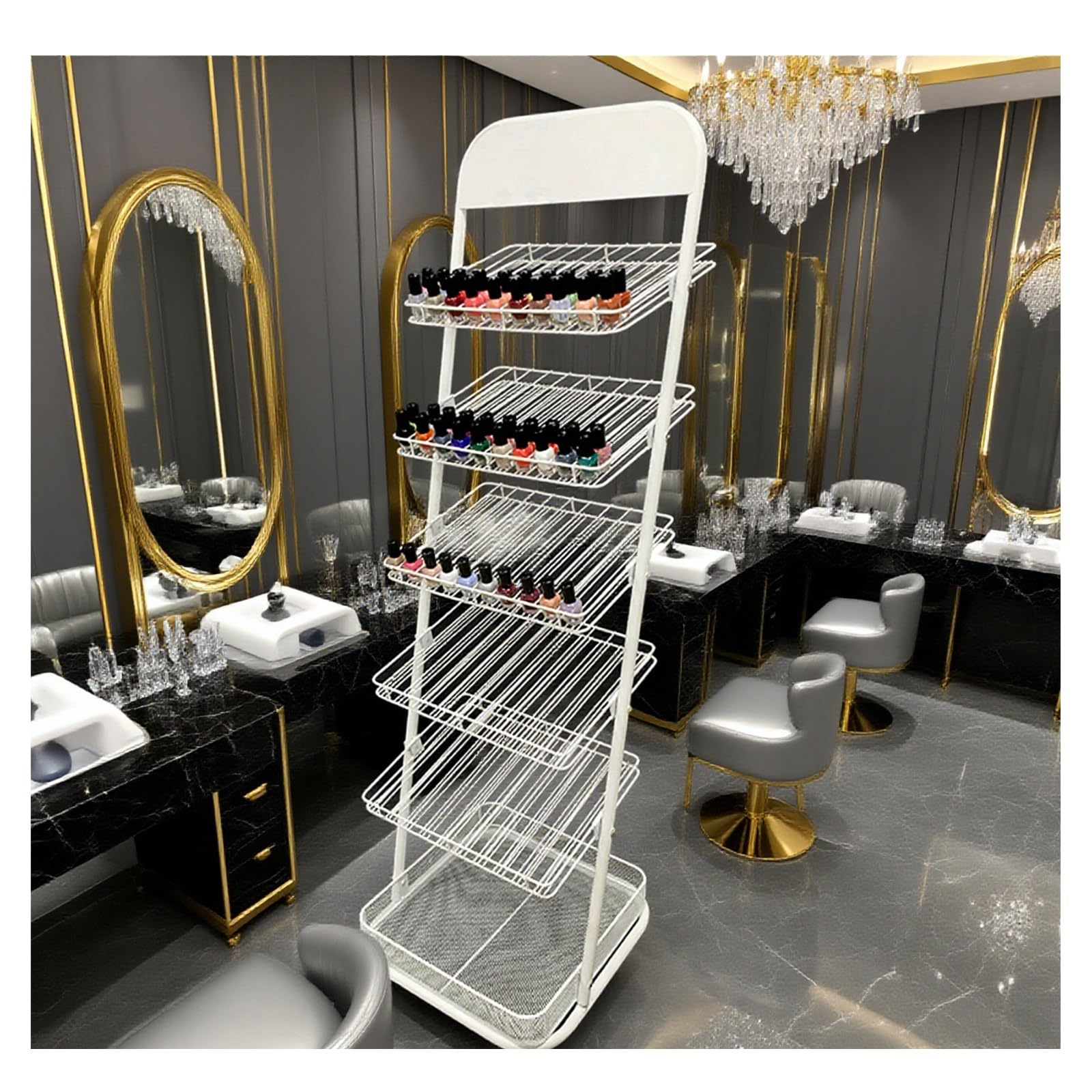 Supermarket Large Sample Display Large-Capacity Metal Nail Polish Organizer for Supermarket and Retail Store Essential Oils Nail Polish