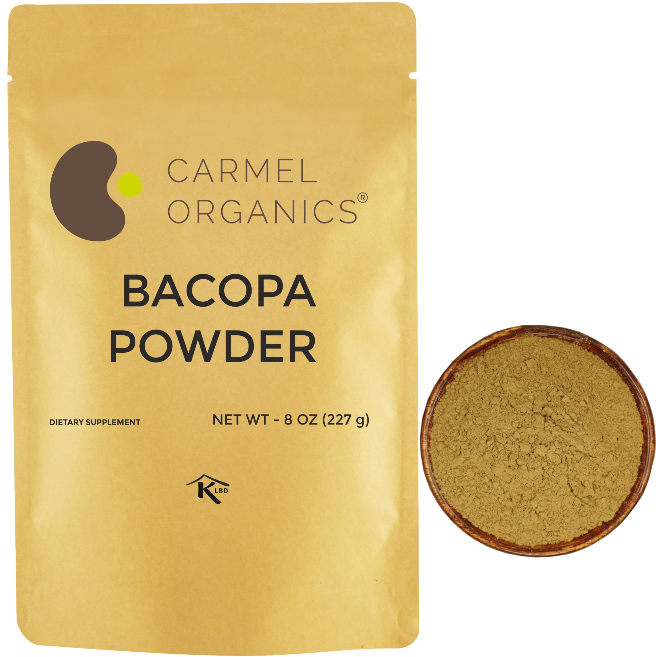 CARMEL ORGANICS Bacopa Monnieri/Brahmi Powder | 8 Ounce or 0.5 Lb/ 227 Grams(Pack of 1) | Natural and Pure Bacopa Powder Non-GMO | No Added Preservative