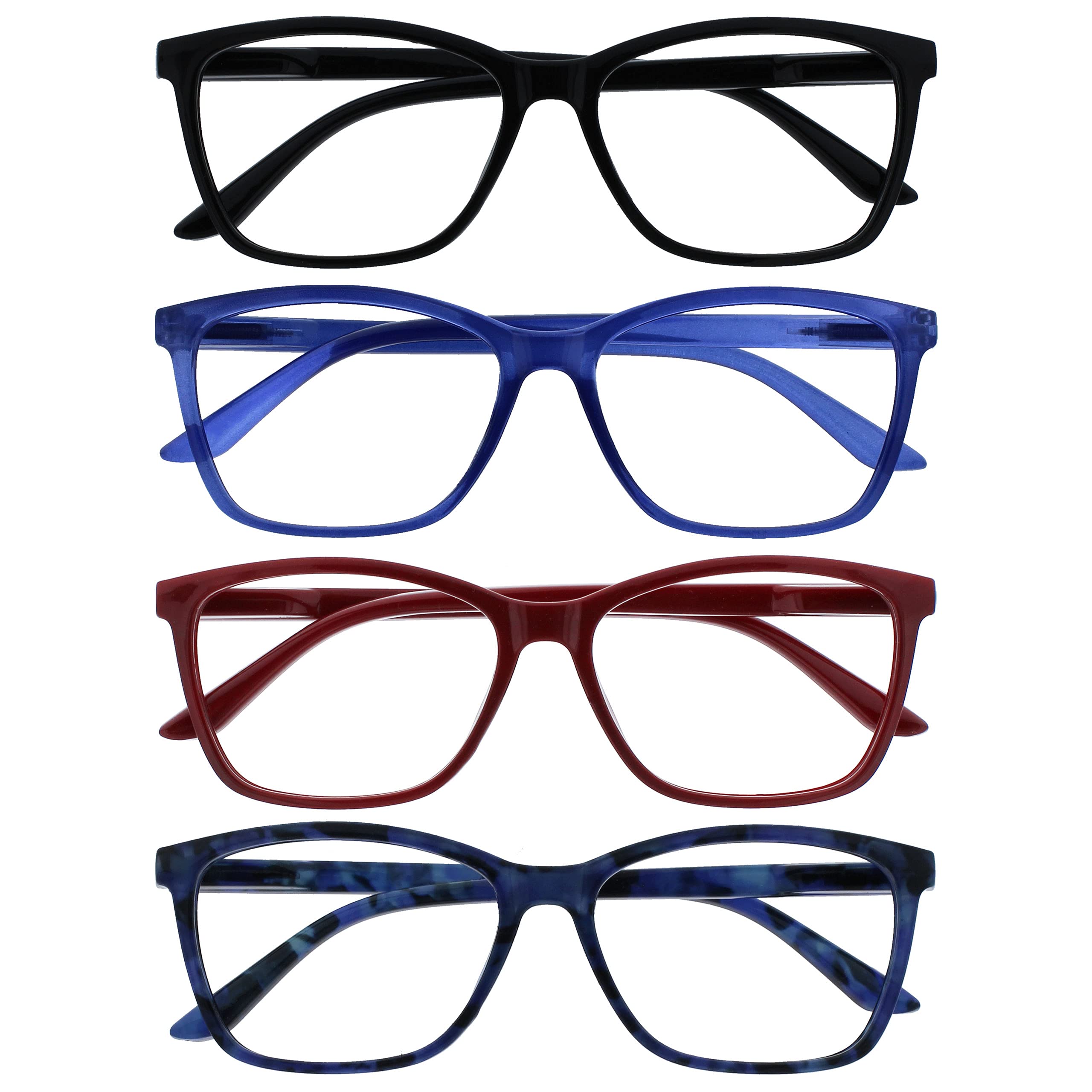The Reading Glasses Company Gafas De Lectura Grande Hombres Negro Azul Granate Rojo Lectores Valor Pack 4 Bisagras Resorte Rrrr51-13Z3T +3,50 4 Unidades 88 g