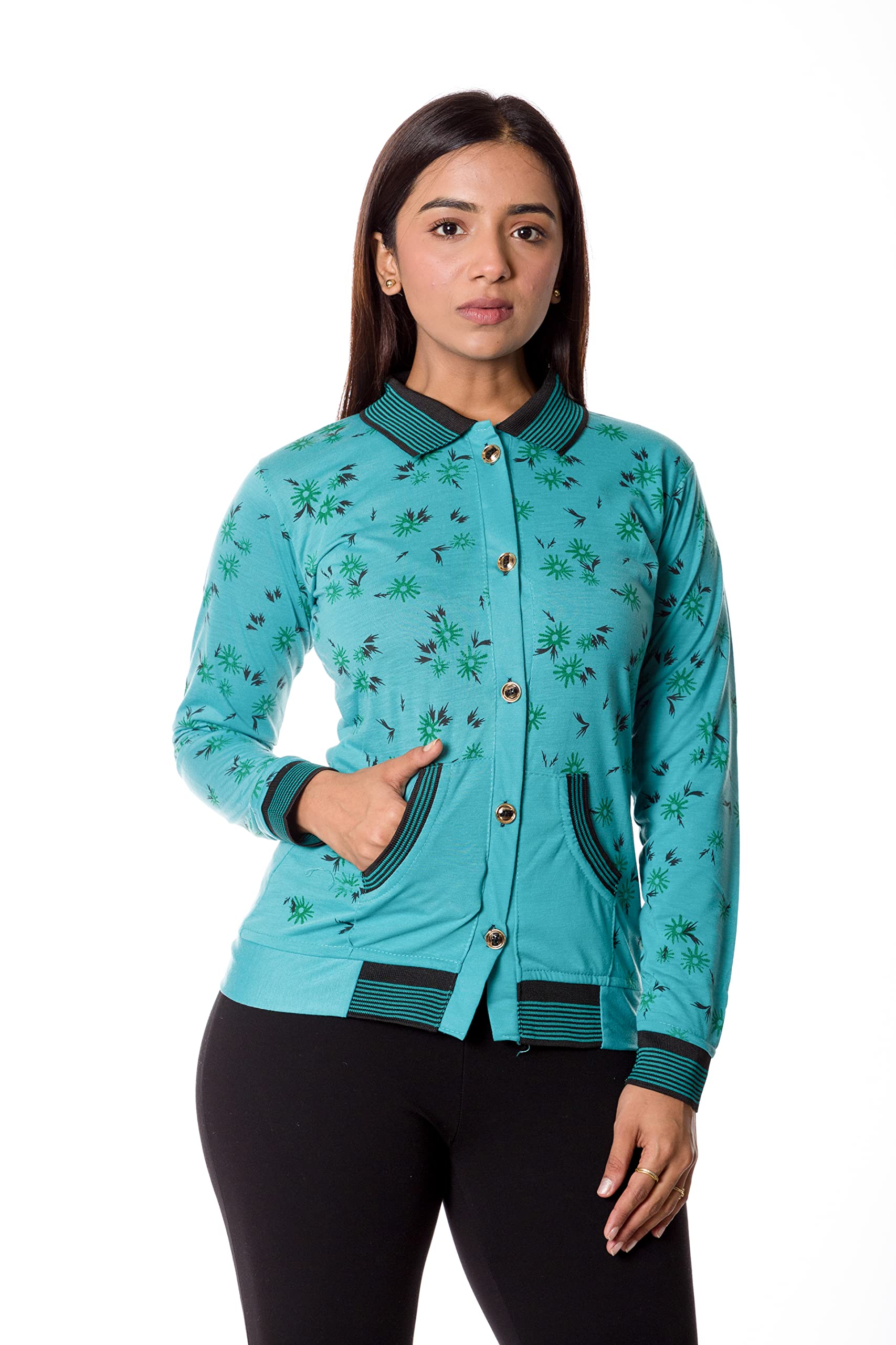 Khwahish Ladies/Womens Sun Protection Floral Printed Summer Coat. Front OpenSun Coat For Girls and Women.