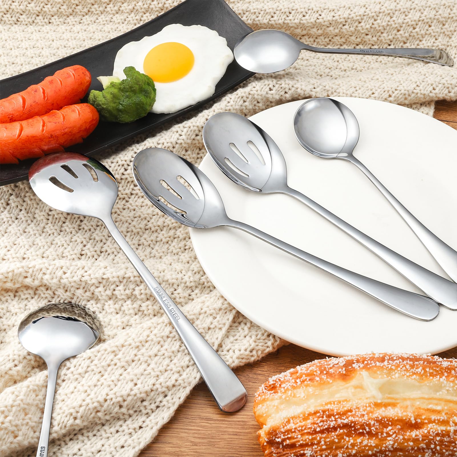 6-Piece Serving Spoon Set 22 C, Includes 3 Serving Spoons And 3 Slotted Spoons, Stainless Steel - View #6