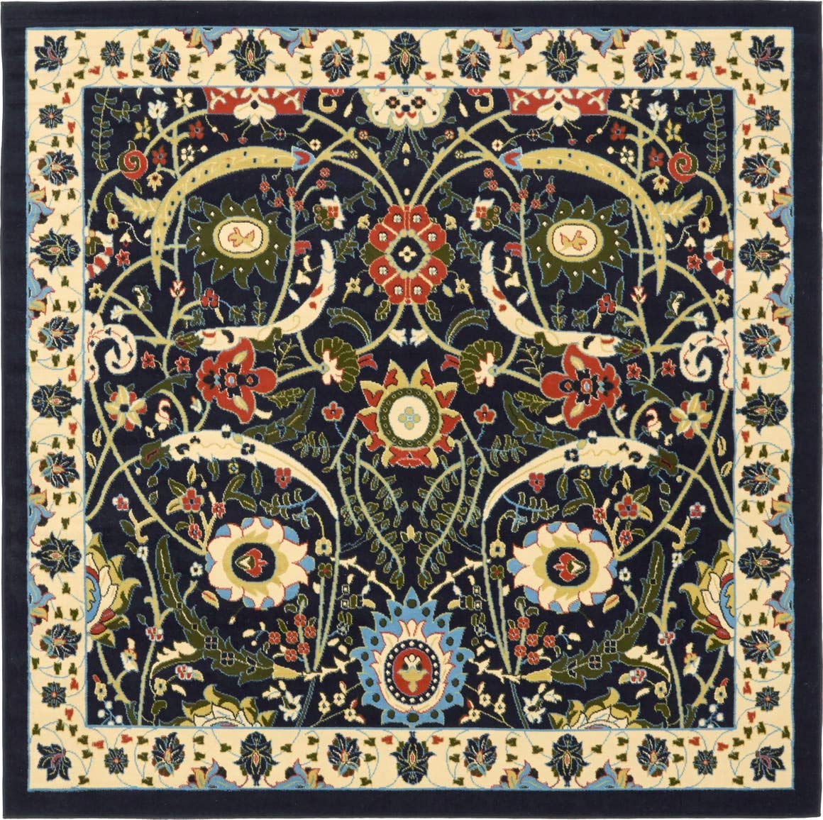 Unique Loom Espahan Collection Area Rug - Cape Cod (7' 10" Square, Navy Blue/ Black)