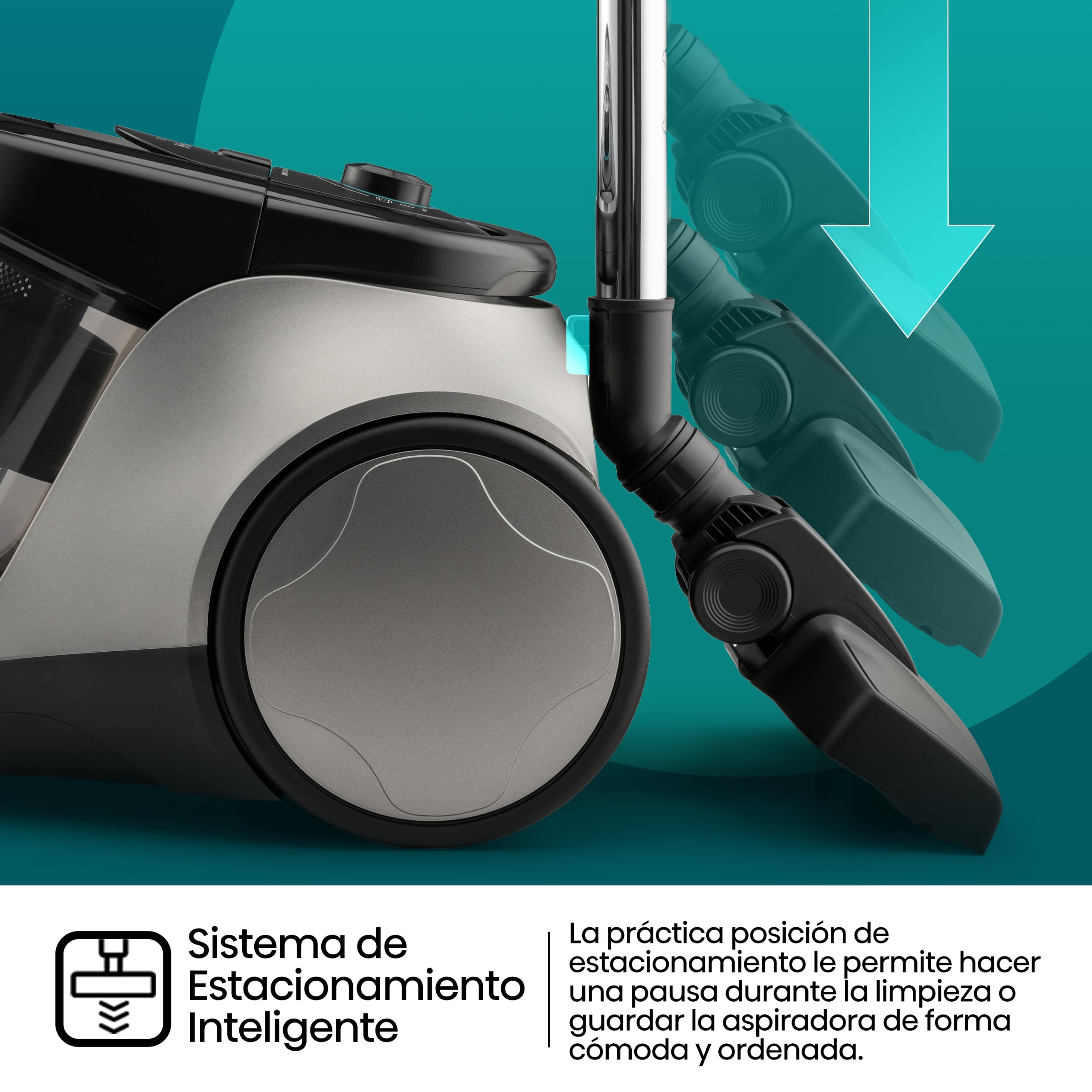 Hisense HVC20E3H2TPA Aspiradora Trineo ciclónica sin Bolsa, Cepillo HI2 Textil y Mascotas, Potente succión de 160W, Tubo telescópico metálico y Boquilla con Cepillo 2 en 1 para Suelos Duros