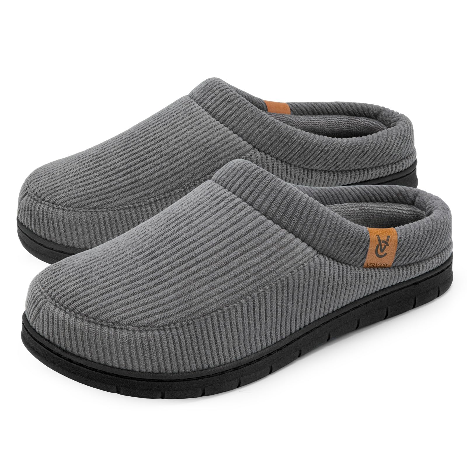 VeraCosy Men's Moccasin Slippers Comfy Soft Durable Slip-on Indoor Memory Foam House Shoes