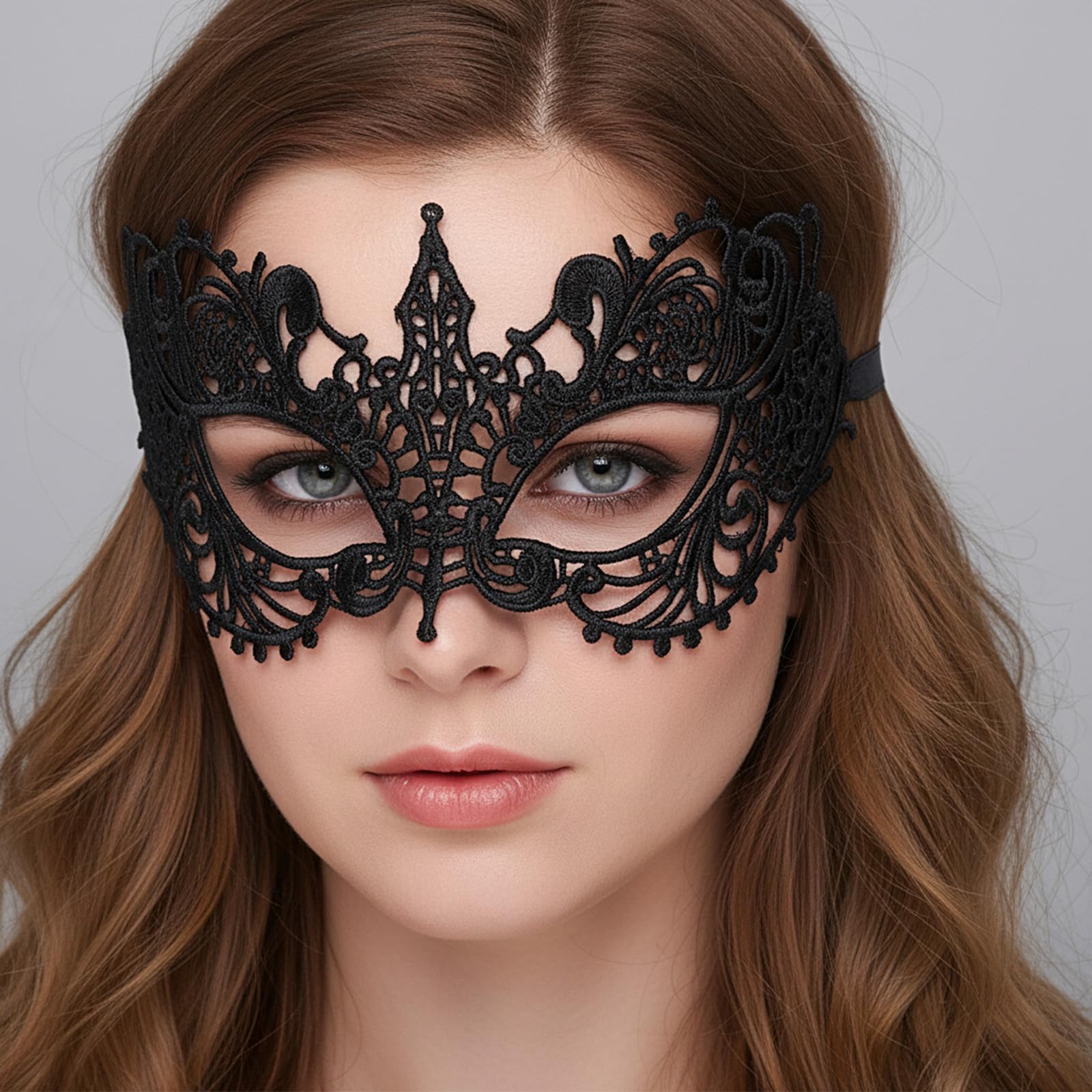 Lusofie 3 sztuki maski na bal maskowy, czarna, wenecka, damska maska koronkowa, maska na oczy, maskarada, regulowane ramiączka, na karnawał, maskaradę, imprezę, do kostiumu, sukni wieczorowej, tańca