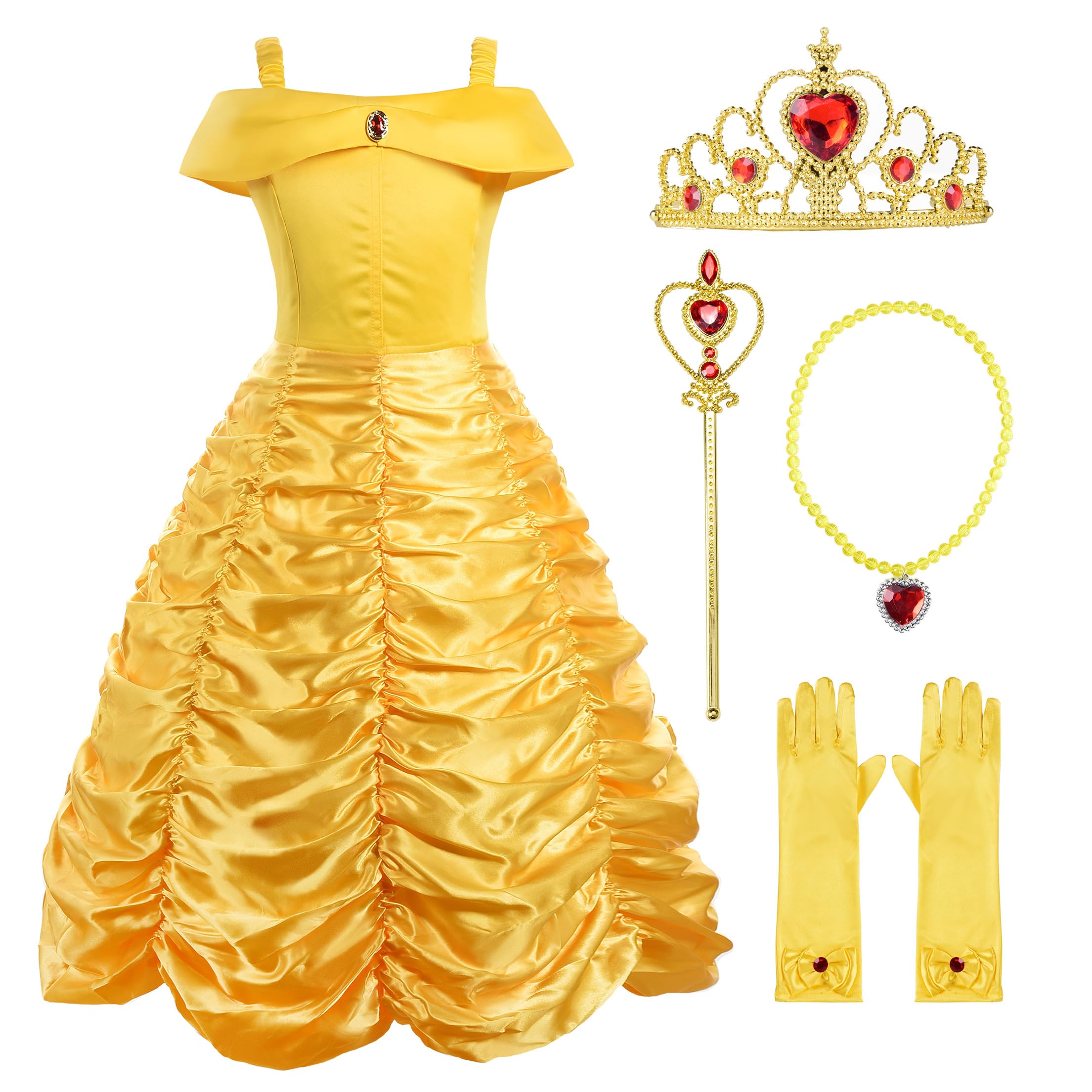 Little Girls Princess Costume Dress up with Accessories, Yellow
